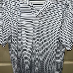 Peter Millar Men's Polo Shirt - Navy and White Stripes